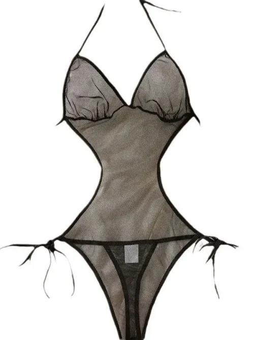 Sex Love Doll Clothes Black See-Through Lace
