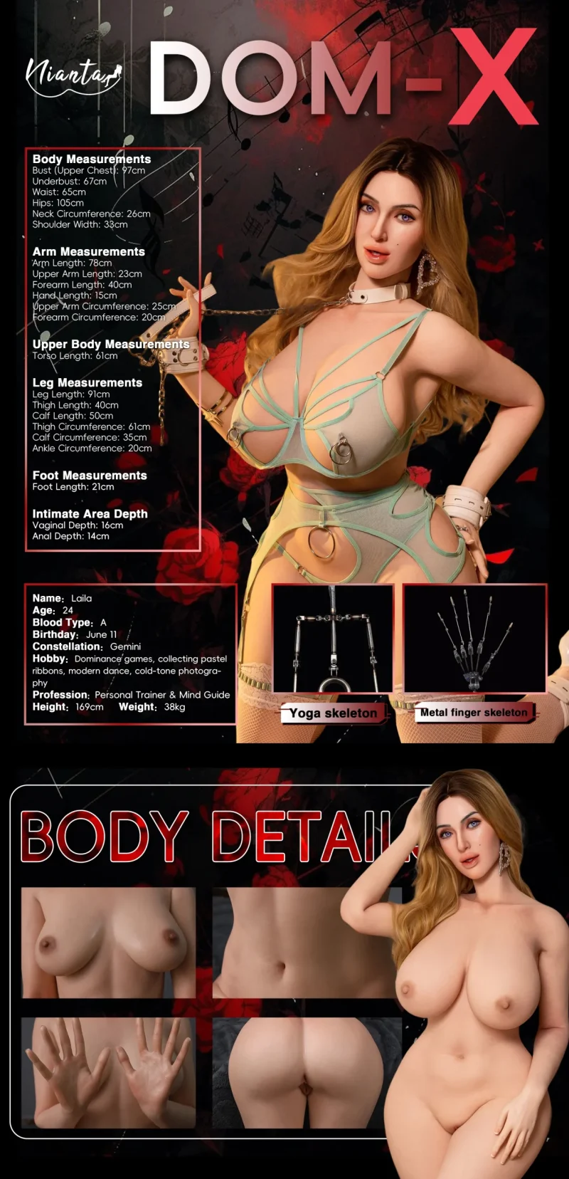 #D11 Beautiful Girl Nude Nianta 169CM DOM-X (#D11) 5ft30