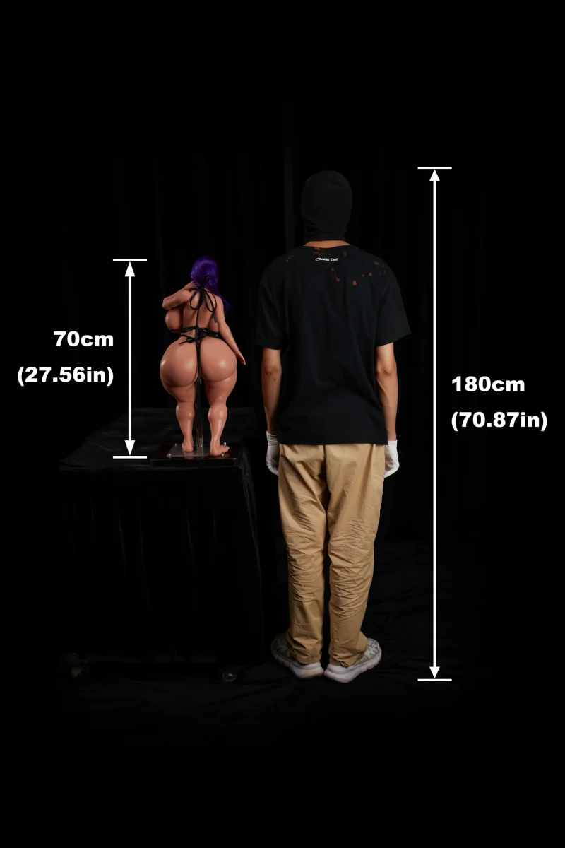 Mini BBW Sex Dolls​ Si70cm SP Dazia Black Full Silicone Climax Doll in Hilovedoll